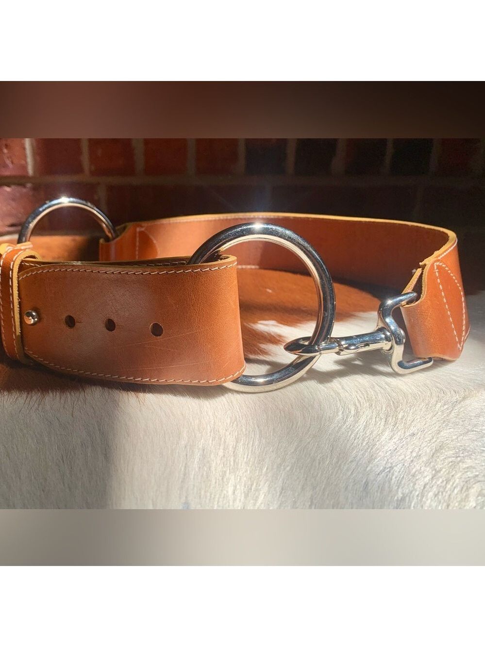 Y2K Twenty-Fifty Brown Wide Leather Belt With Silver Hoops